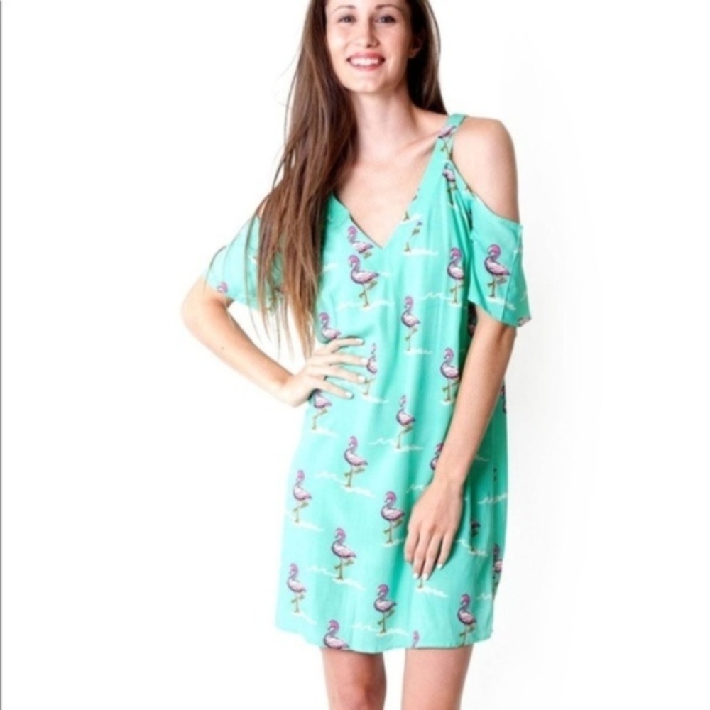 Flamingo V-Neck Cut Out Dress